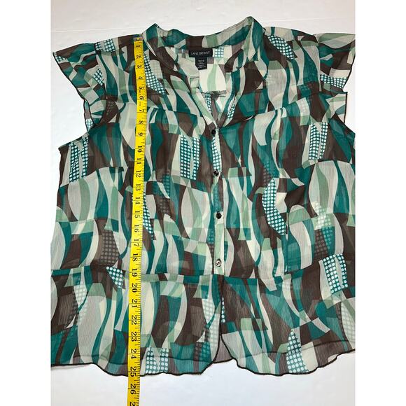 Lane Bryant Top Blouse Sheer Plus Size 18/20 Multicolor Sleeveless Button Front - Picture 4 of 6